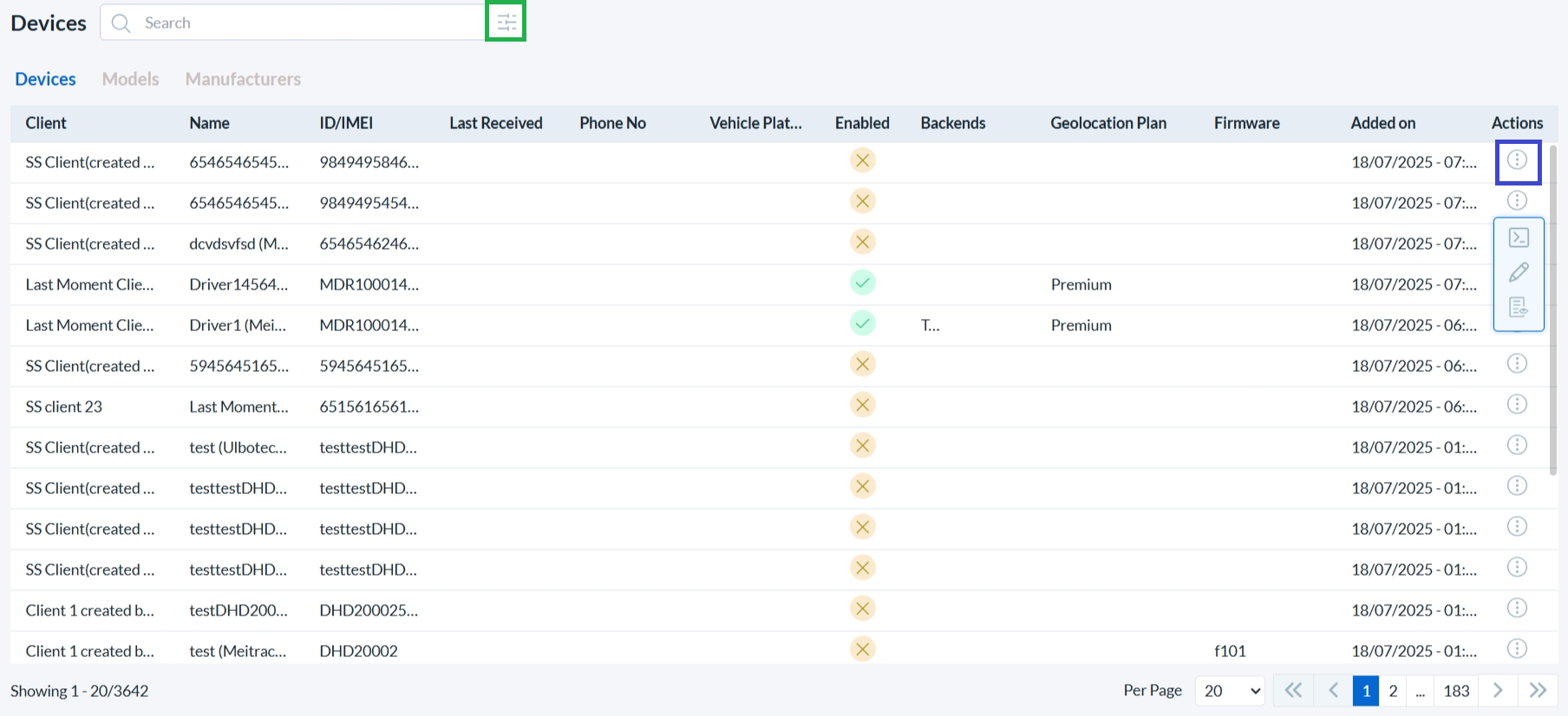 Super Admin Device List